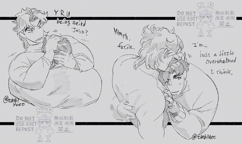 JOJO的奇妙冒险、幻影血脉、迪奥·布兰度 2个男孩 灰度 摸头 拥抱 男性重心