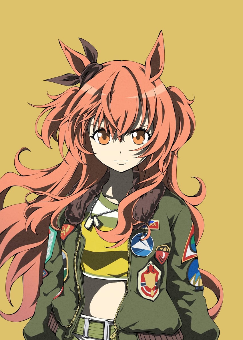 赛马娘、玛雅重炮 (急急忙忙地区) (赛马娘)、摩耶重炮 (赛马娘) 1名女孩 兽耳 腰带 飞行员夹克 蝴蝶结