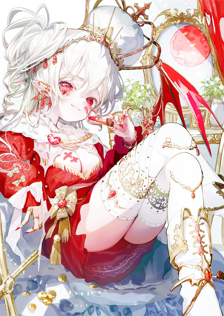 原创 1名女孩 蝙蝠翅膀 乳房 乳沟 化妆品