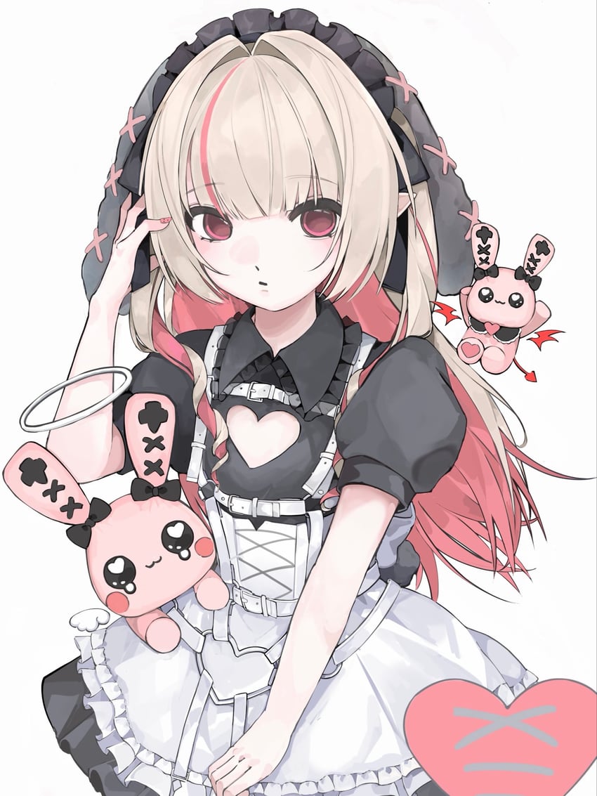 彩虹社、Debitto (魔界之莉莉姆)、魔界之莉莉姆 1名女孩 兽耳发箍 兽耳 围裙 黑色连衣裙