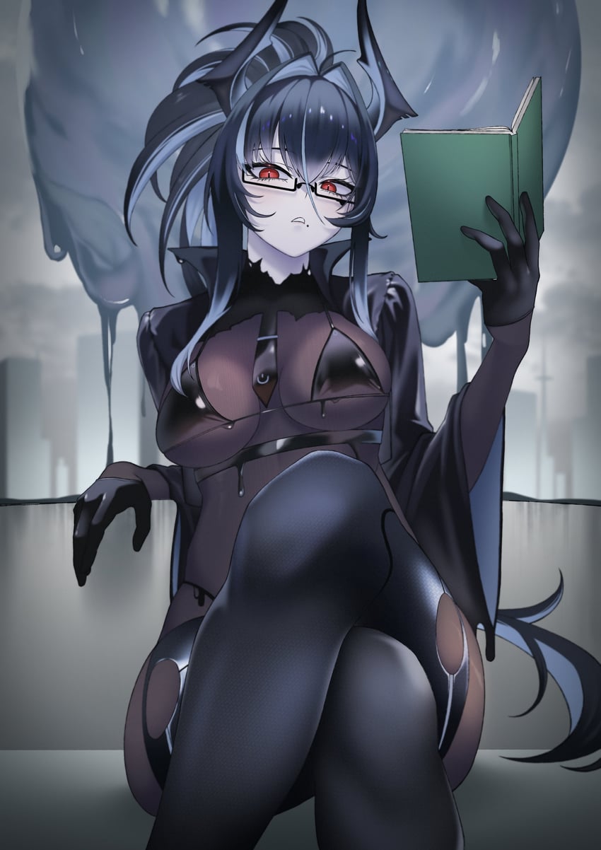 胜利女神：妮姬、巴哈姆特 (NIKKE) 1名女孩 比基尼 黑色比基尼 黑色手套 黑发