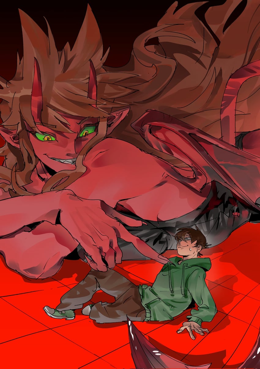 爱德的世界、Edd (艾德世界)、Tori (Eddsworld) 1名男孩 1名女孩 动画化 呆毛 黑色紧身连体衣