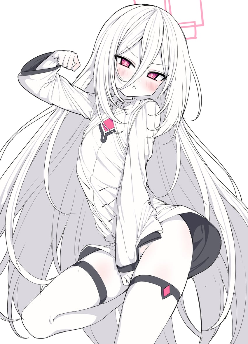 蔚蓝档案、圭 (蔚蓝档案)、珪 (十戒) (蔚蓝档案) 1名女孩 :t 脸红 闭嘴 有色皮肤