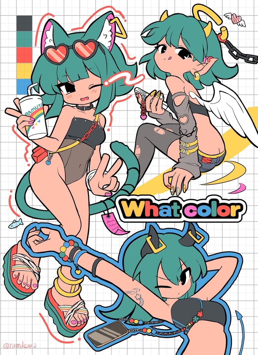 原创 1名女孩 天使翅膀 动物 护臂 裸腿