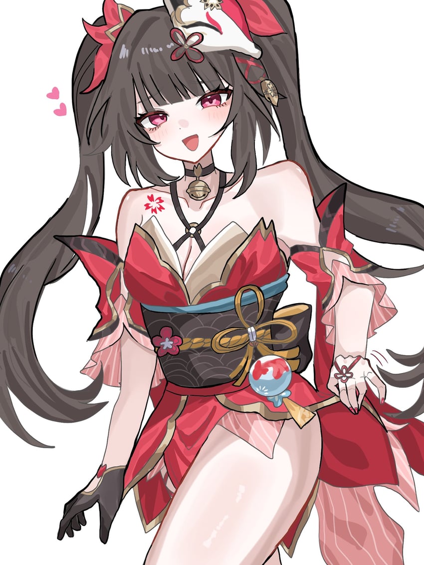 崩坏：星穹铁道、崩坏系列、花火 (崩坏：星穹铁道) 1名女孩 :D 铃铛 乳房 乳沟