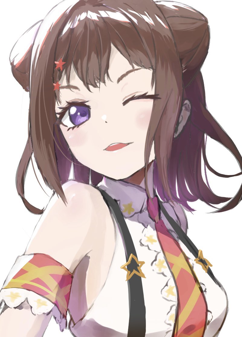 BanG Dream!、户山香澄 1名女孩 臂环 露肩 乳房 棕发