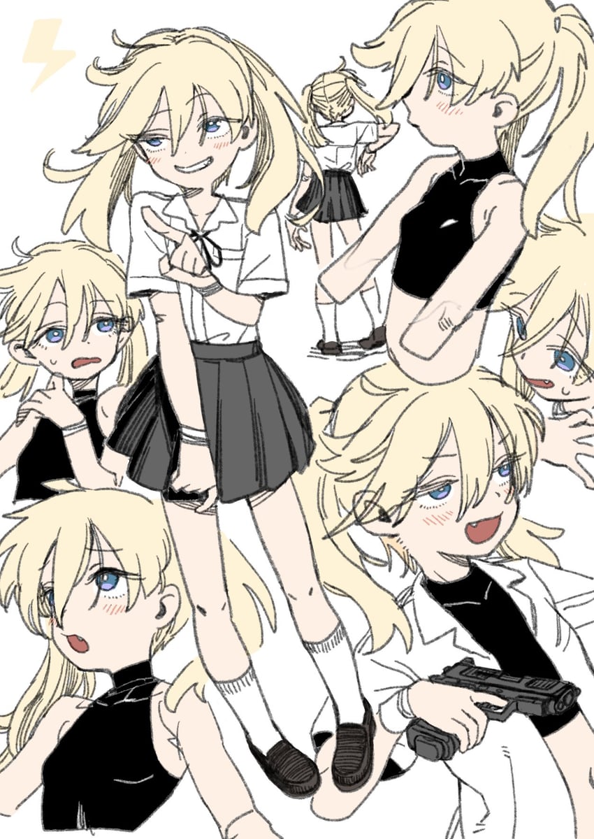 原创 1名女孩 金发 蓝眼 脸红 乳房