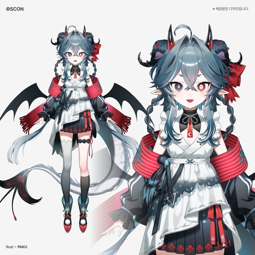 和霞、sattan (hexia) 1名女孩 呆毛 作者名 不对称腿部穿着 黑色靴子