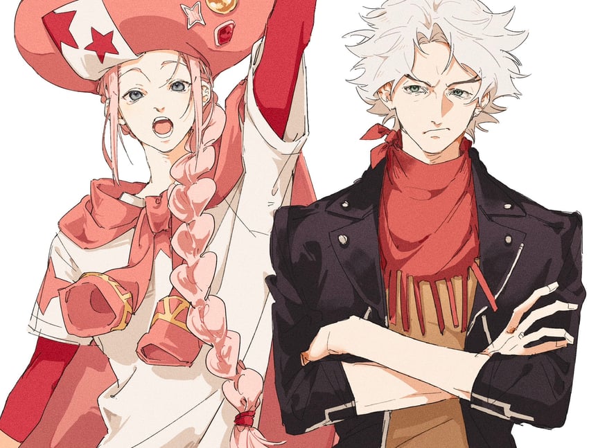 Classicaloid、贝多芬 (Classicaloid)、莫扎特 (ClassicaLoid) 2个男孩 举手 头巾 黑色夹克 辫子
