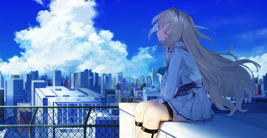 RIOT MUSIC、Memento Vanitas 1名女孩 手臂置于腿间 阿斯科特领巾 腰带 金发