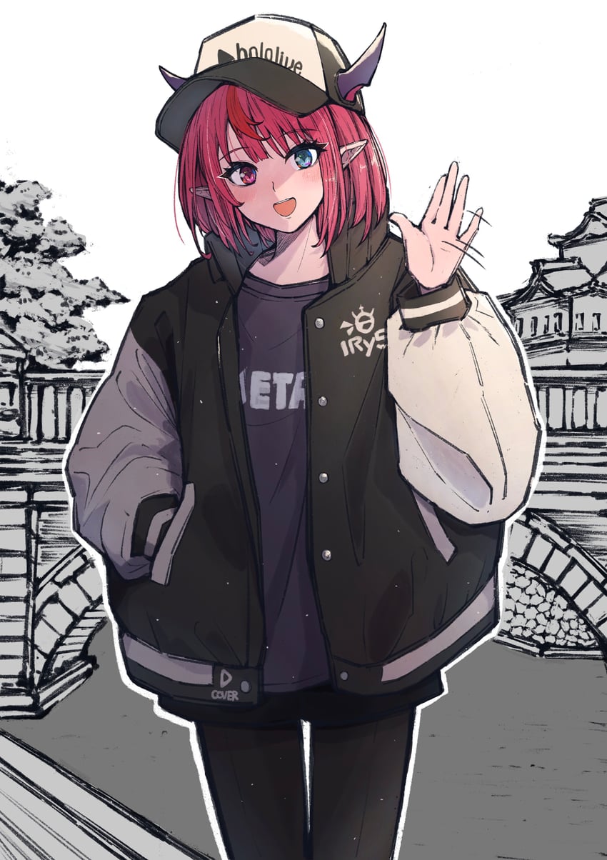 Hololive、Hololive英语、IRyS (Hololive) 1名女孩 :D 替换服装 棒球帽 黑色夹克