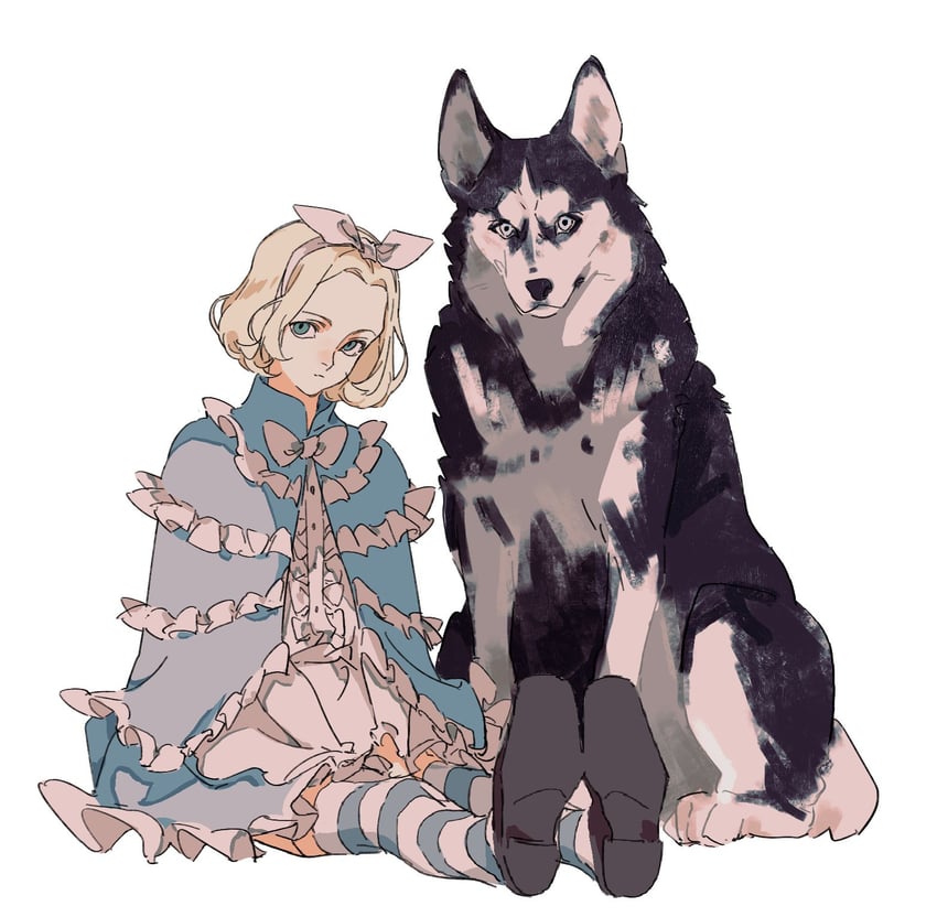 Classicaloid、柴可夫斯基 (古典华丽) 1名女孩 动物 金发 蓝色小披肩 蓝眼