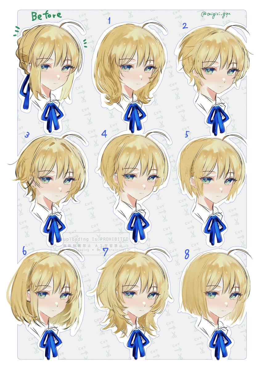 Fate/stay night、Fate系列、阿尔托莉雅·潘德拉贡 (Fate) 1名女孩 呆毛 箭头（符号） 金发 蓝色丝带