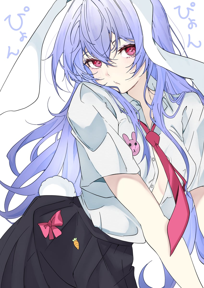 东方Project、铃仙·优昙华院·因幡 1名女孩 替换服装 兽耳 黑色裙子 乳房