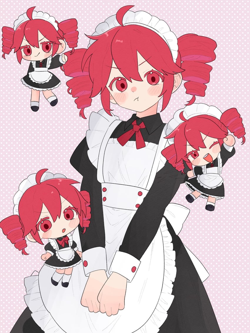 UTAU、重音Teto 1名女孩 :t 呆毛 围裙 后背蝴蝶结