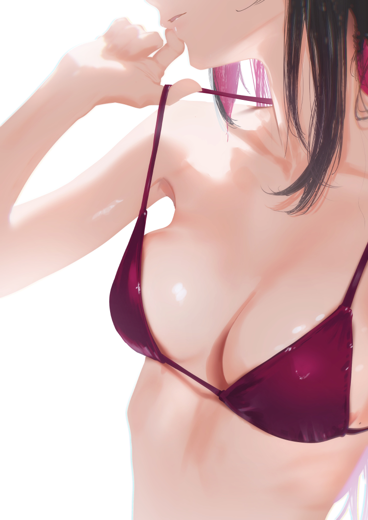 Hololive、AZKi 1名女孩 黑发 乳房 乳沟 挂耳染