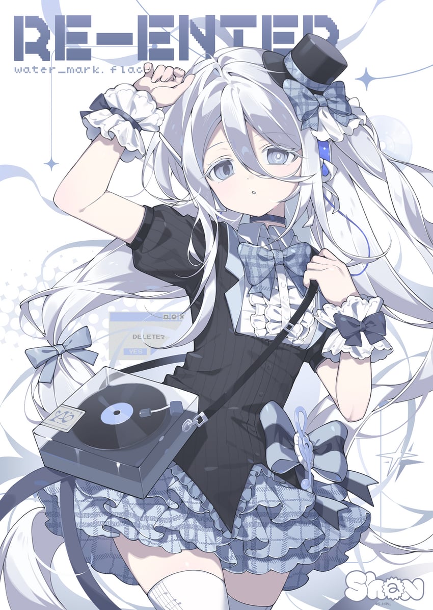 原创 1名女孩 举手 作者名 包 黑色项圈