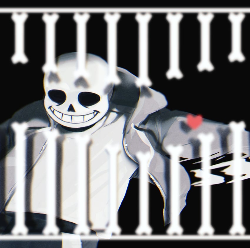 传说之下、Undertale/Deltarune、红魂 (传说之下/三角符文) 1名男孩 黑色背景 黑色短裤 蓝色夹克 模糊