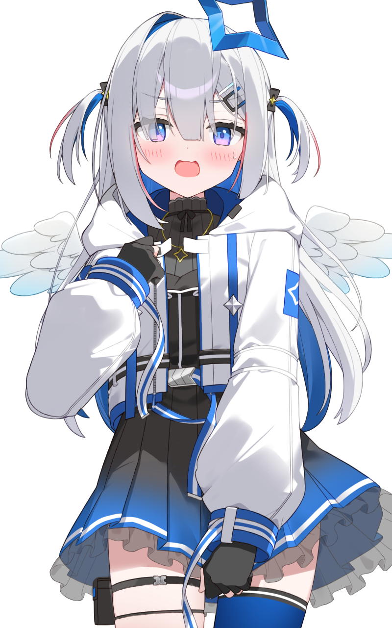 Hololive、天音彼方 1名女孩 :D 黑色手套 蓝色光环 连衣裙