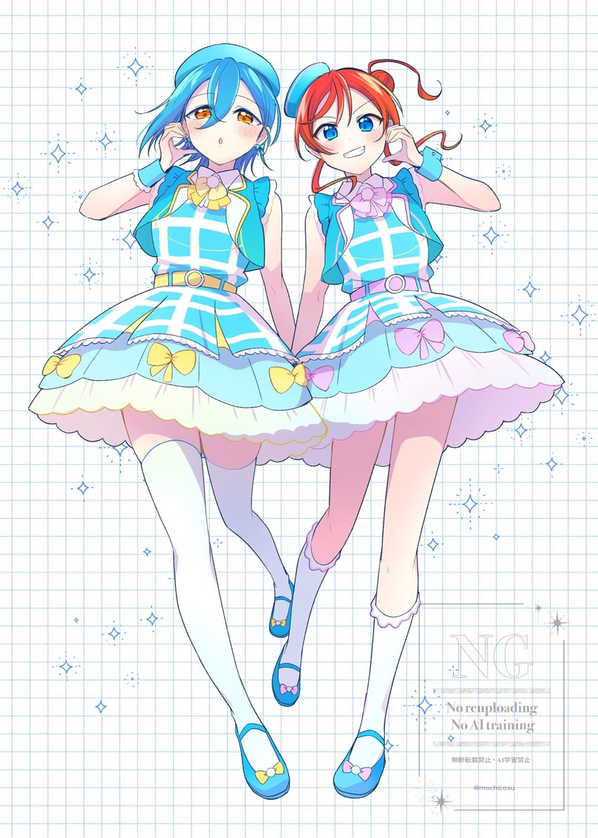 Love Live!、Love Live! Superstar!!、绝对情人 2名女孩 惊讶 腰带 蓝眼 蓝发