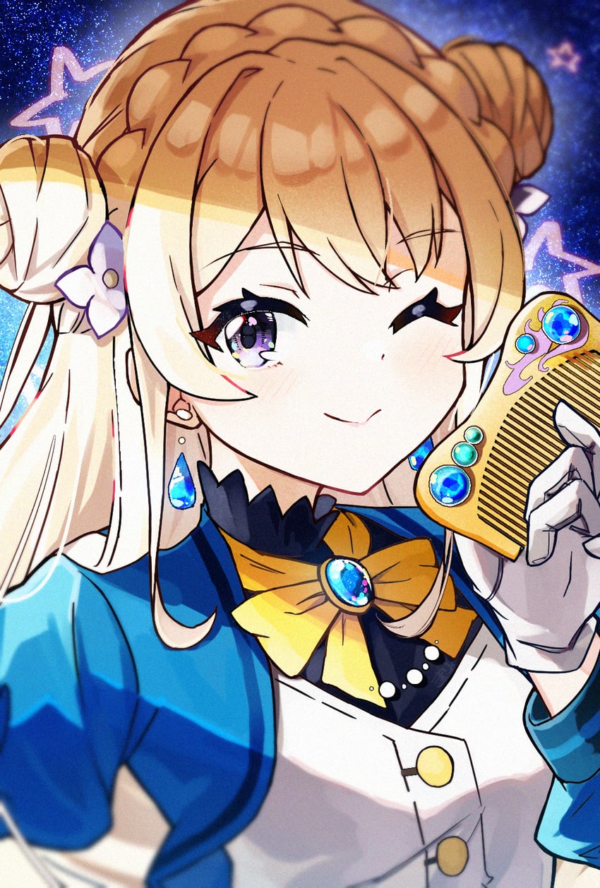 沉默魔女、拉娜·科莱特 1名女孩 金发 蓝色宝石 蝴蝶结 蝶形领结