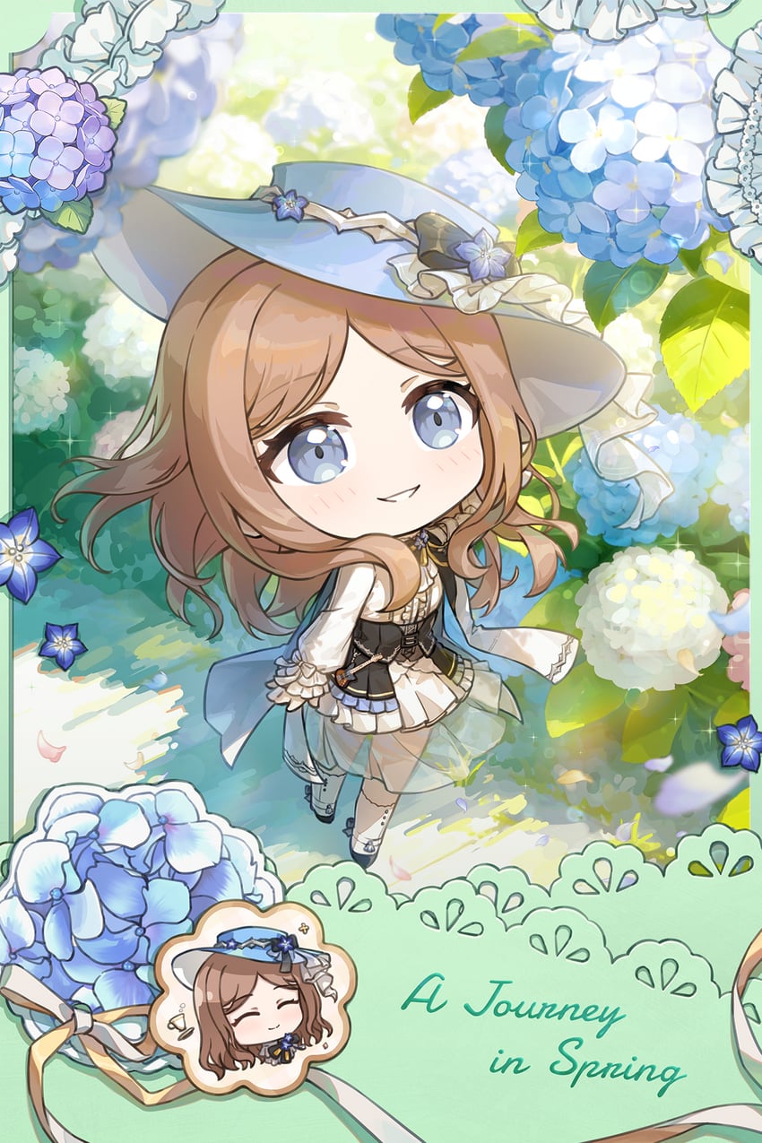 BanG Dream!、Bang Dream! It's MyGO!!!!!、长崎素世 1名女孩 蓝眼 蓝花 边框 棕发