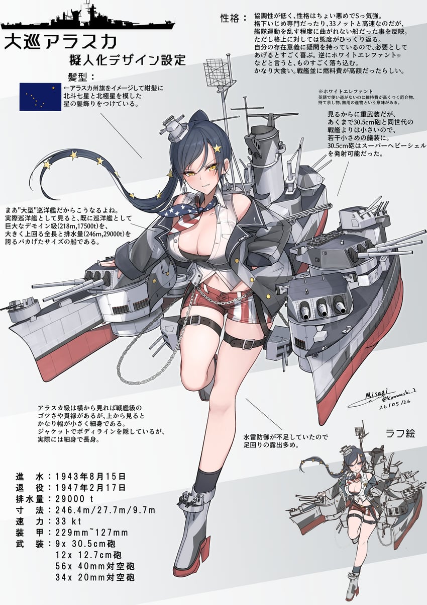 原创、uss alaska (cb-1) (personification) 1名女孩 alaska state flag 美国国旗 美国国旗领饰 美国国旗印花