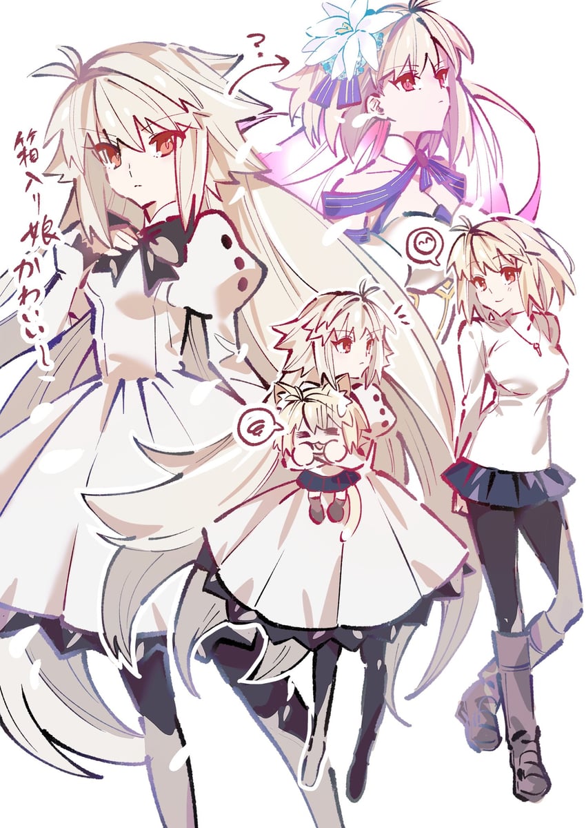 Fate/Grand Order、Fate系列、月姬 4个女孩 幼化 兽耳毛 兽耳 呆毛