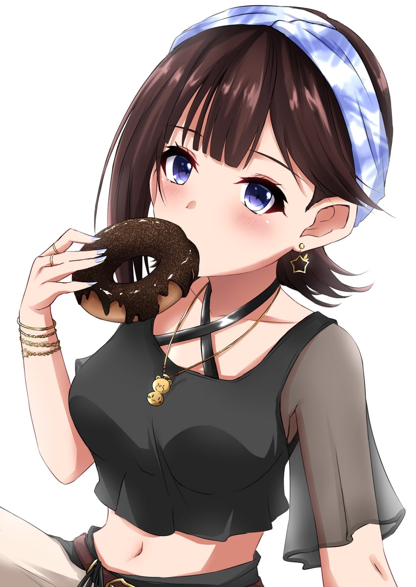 Hololive、时乃空、时乃空 (第八套服装) 1名女孩 发型长度变动 (更短) 黑衬衫 黑色裙子 蓝色指甲