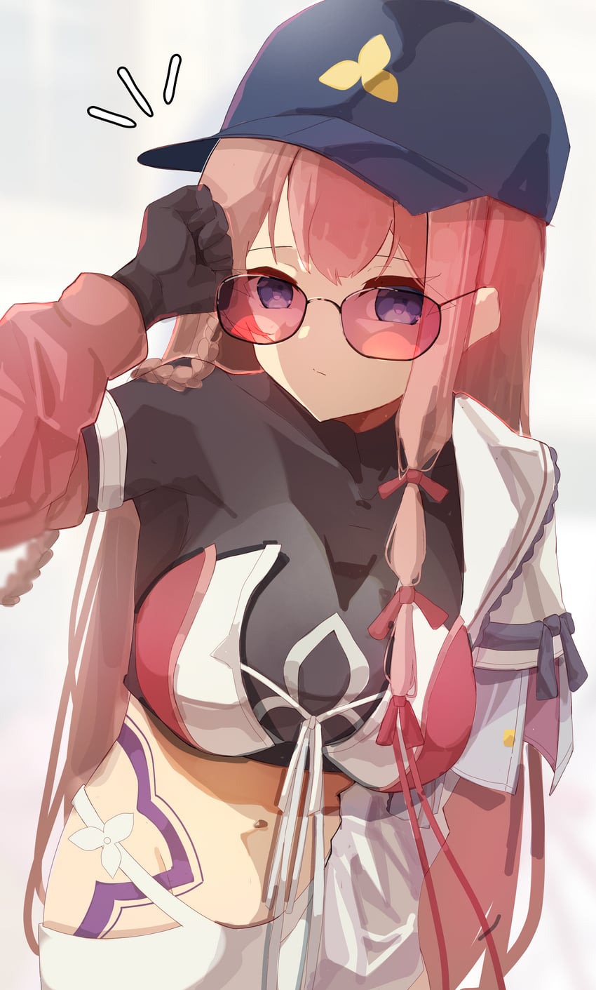混沌零式噩梦、tenebria (chaos zero nightmare) 1名女孩 棒球帽 辫子 乳房 项圈