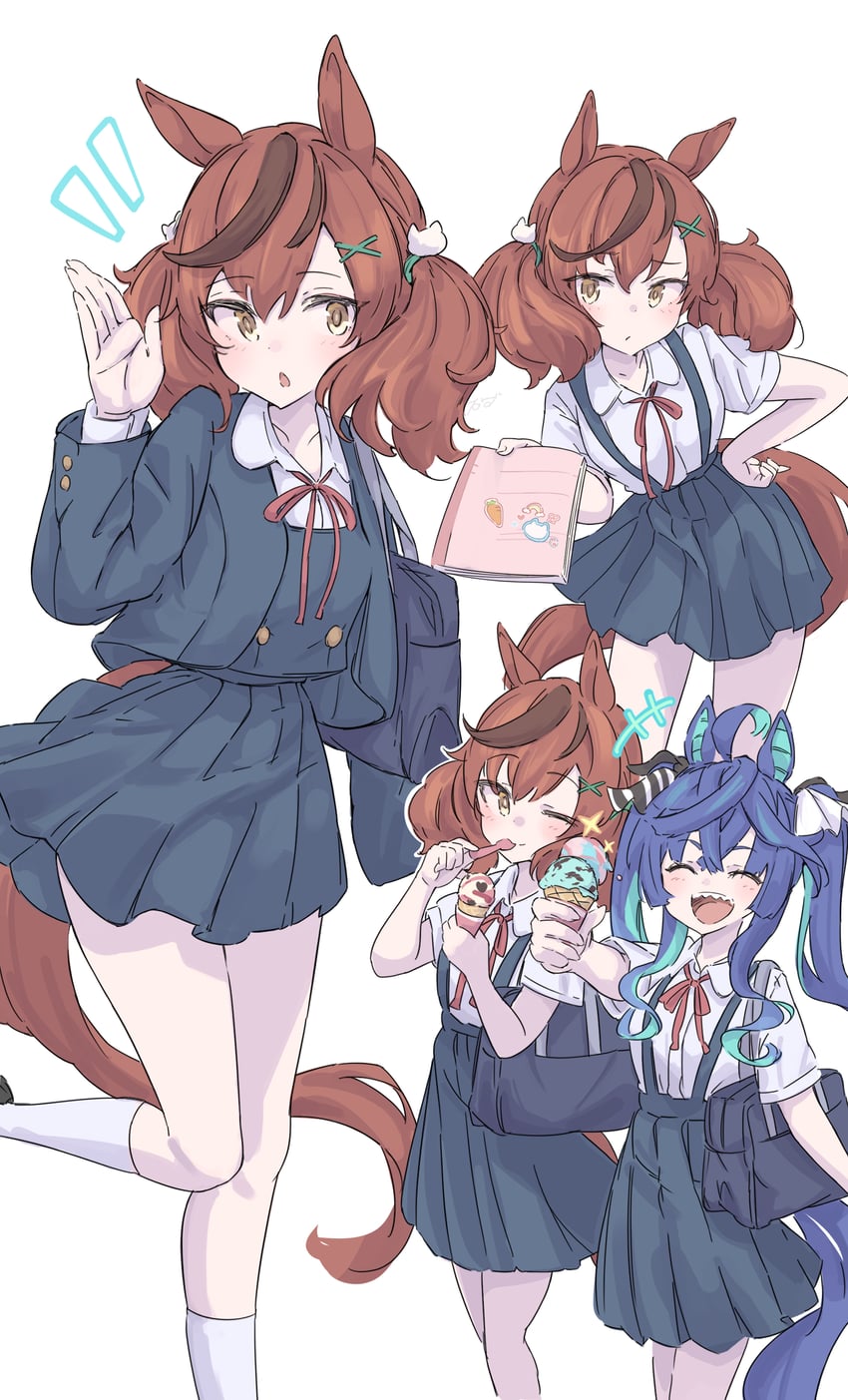 赛马娘、优秀素质 (赛马娘)、双涡轮 (赛马娘) 兽耳 水色挑染 包 黑包 黑色夹克