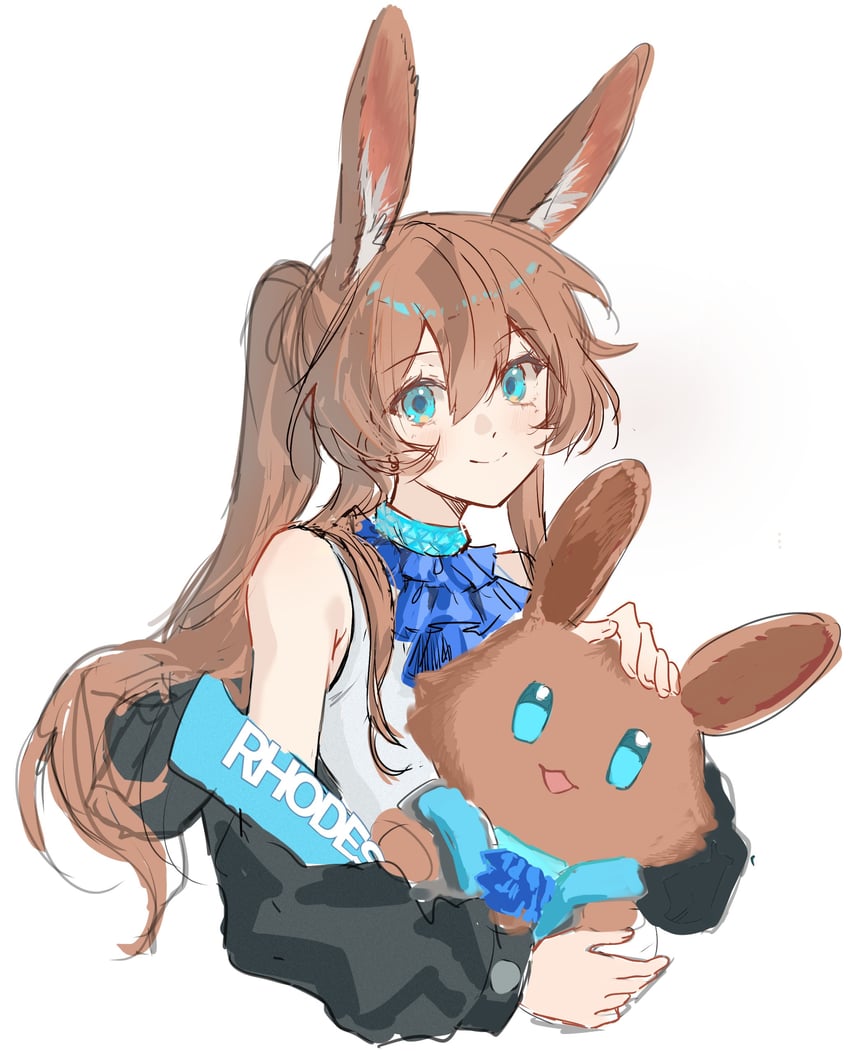 明日方舟、阿米娅 (明日方舟) 1名女孩 兽耳毛 兽耳 水蓝色衣领 水色瞳