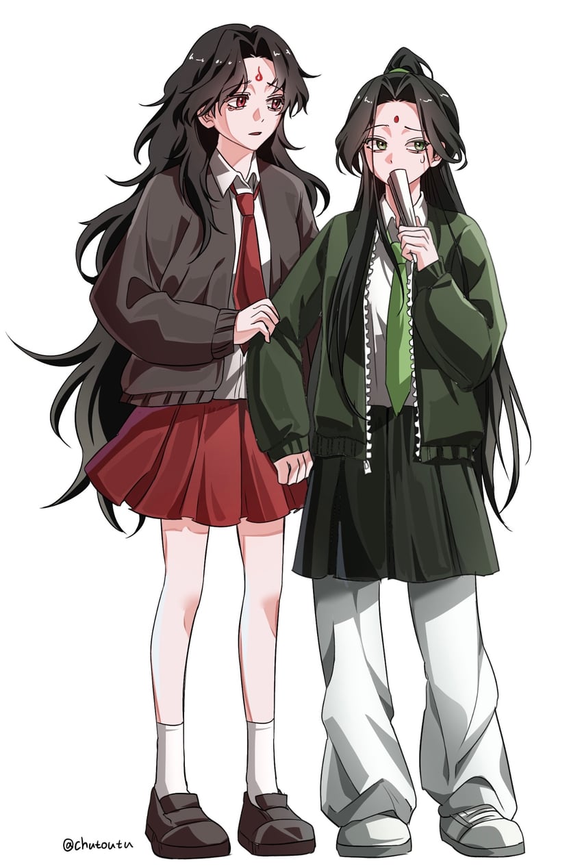 人渣反派自救系统、洛冰河、沈清秋 2名女孩 短袜 移开视线 吉祥痣 黑发