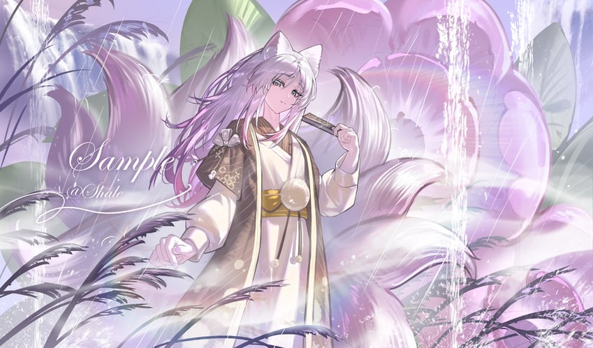 原创 1名女孩 兽耳 蓝眼 棕色长袍 牛仔镜头