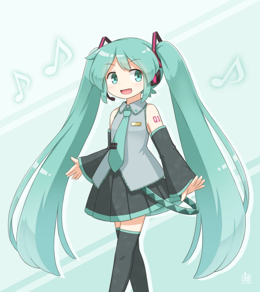 VOCALOID、初音未来 1名女孩 :p 水色背景 水色瞳 水色发