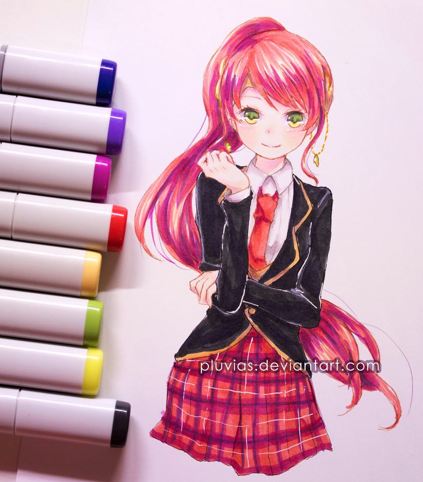 RWBY、皮拉·尼可丝 1名女孩 画面内含画具 黑色夹克 西装外套 闭嘴