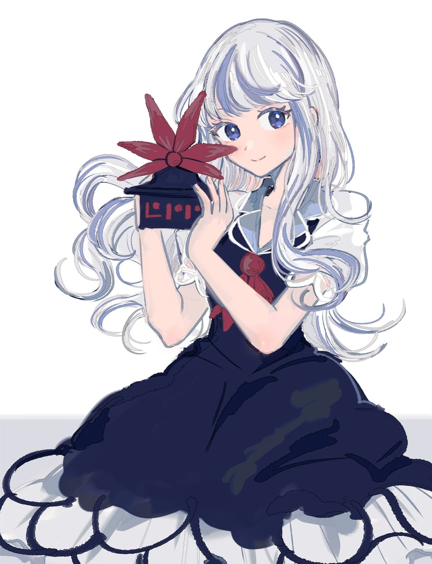 东方Project、上白泽慧音 1名女孩 蓝色连衣裙 蓝眼 蓝发 闭嘴