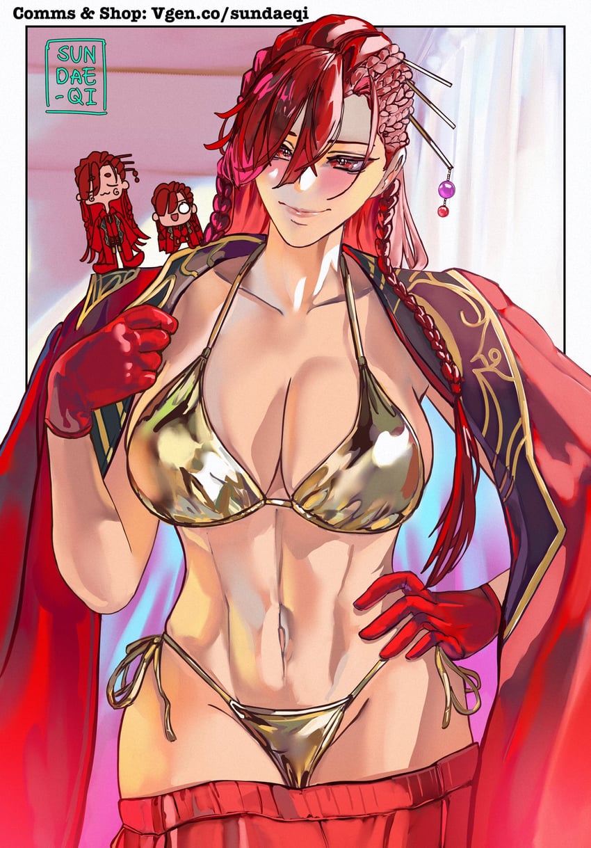 Fate/Grand Order、Fate系列、织田信长（梦中肖像）（命运/冠位指定） 1名女孩 比基尼 脸红 辫子 乳房