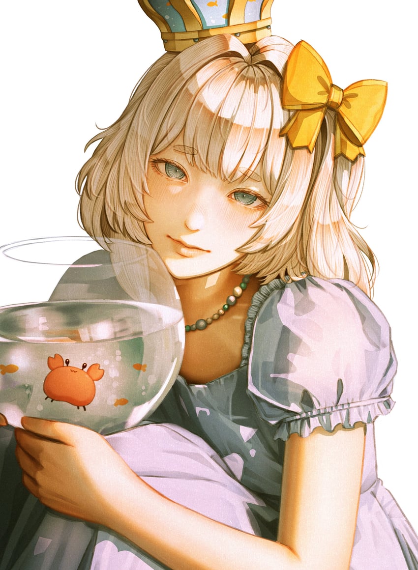 Phase Connect、MariMari (Vtuber) 1名女孩 金发 蓝色连衣裙 蓝眼 脸红