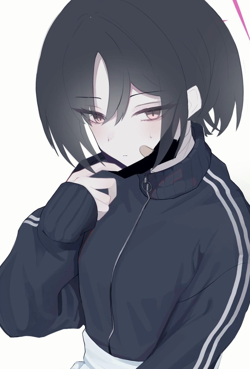 蔚蓝档案、美咲 (蔚蓝档案) 1名女孩 创可贴 脸上的创可贴 黑发 黑色夹克