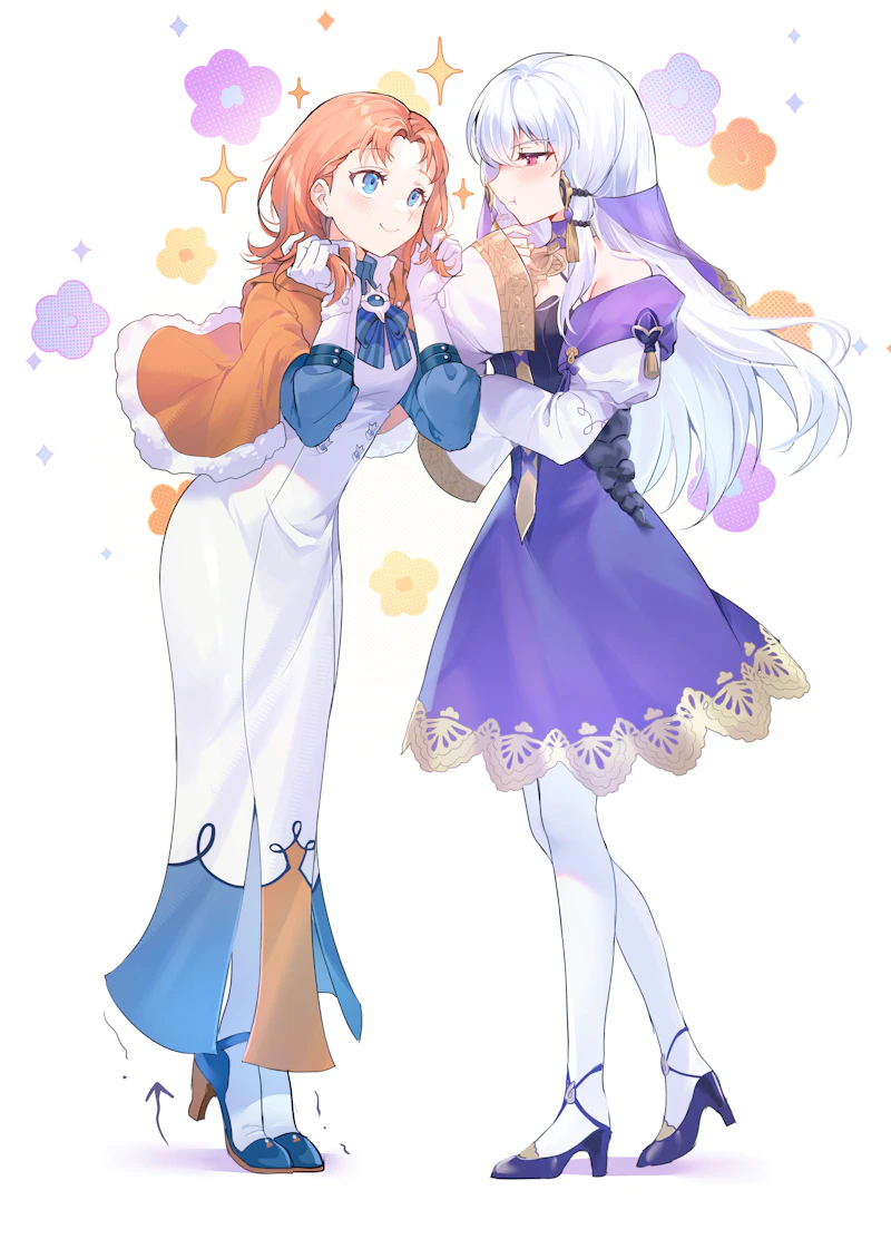 火焰纹章、火焰之纹章：风花雪月、雅妮特·芳汀·多米尼克 2名女孩 :t 恼怒 箭头（符号） 蓝眼