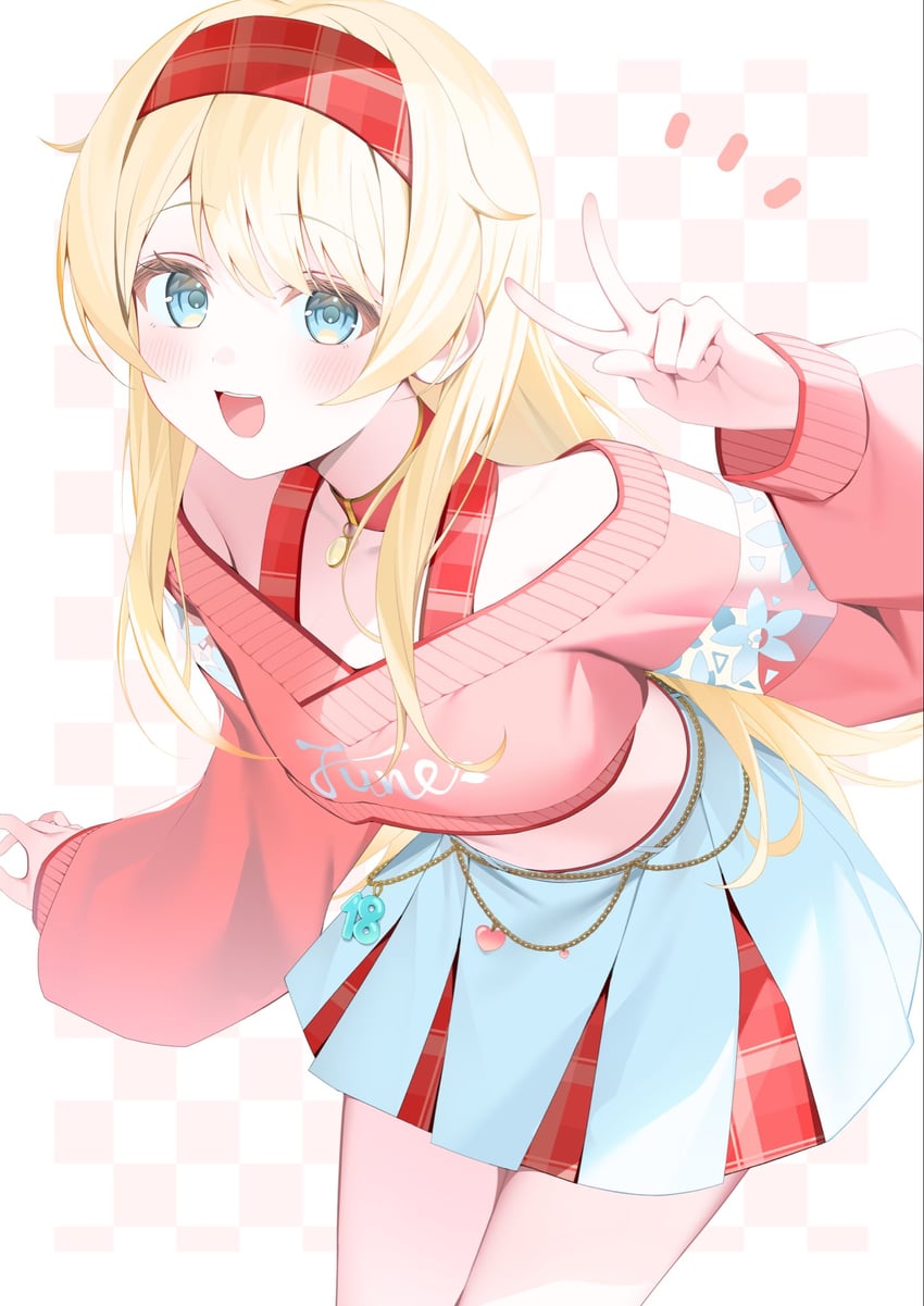 Hololive、风真伊吕波 1名女孩 :D 金发 衣服上的文字 项圈