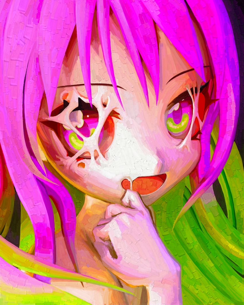 原创 1名女孩 :D 黑色背景 肉体恐怖 笔触