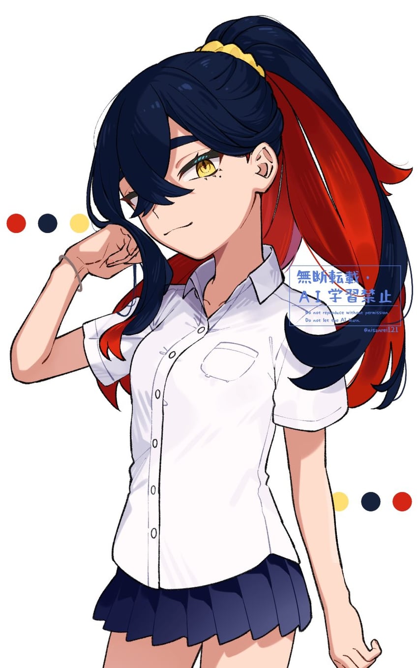 宝可梦、宝可梦 朱/紫、丹瑜(宝可梦) 1名女孩 替换服装 黑发 手链 胸袋