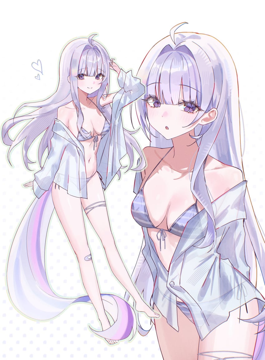 Stellive、绫角优妮 1名女孩 惊讶 呆毛 手臂放在侧边 创可贴