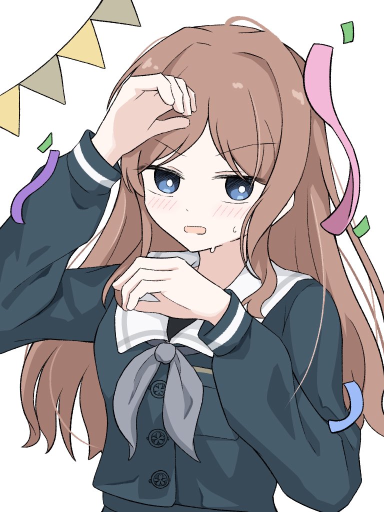 BanG Dream!、Bang Dream! It's MyGO!!!!!、长崎素世 1名女孩 蓝眼 蓝色衬衫 脸红 棕发