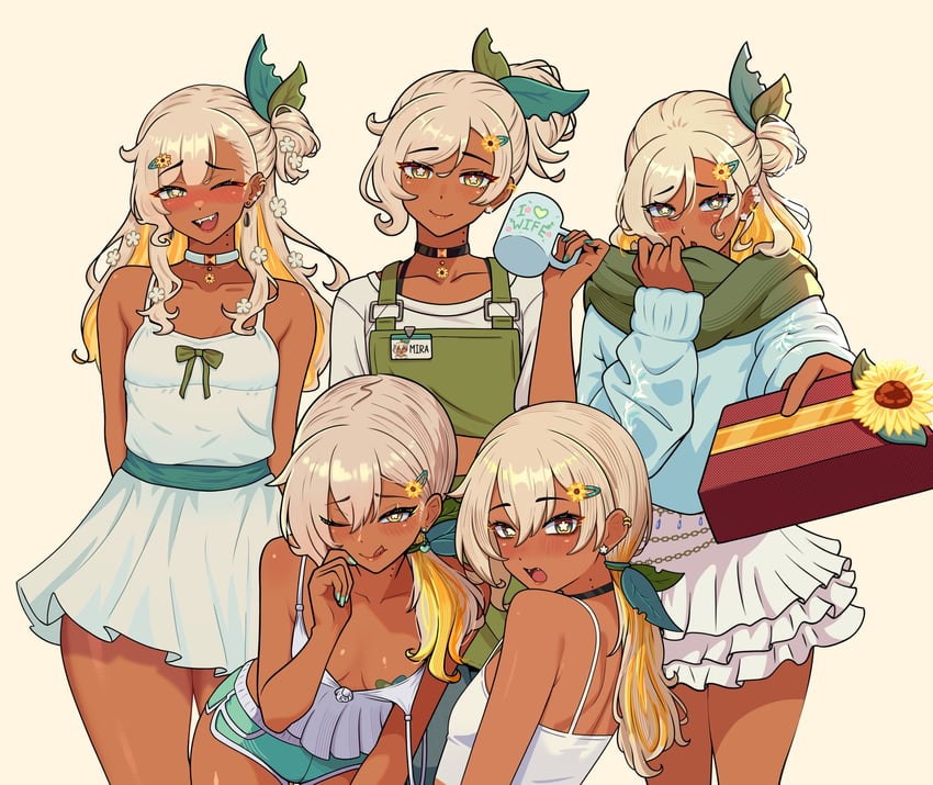 原创、mira soleil (ginotty) 5名女孩 :q ;q (表情) 围裙 双手背在身后