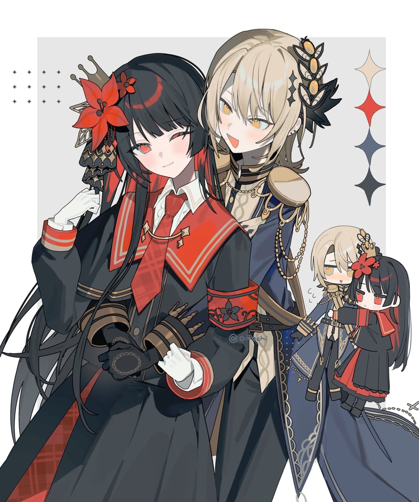 魔法少女的小镇审判、莲实玲亚、二阶堂博 2名女孩 :D 臂章 黑色手套 黑发