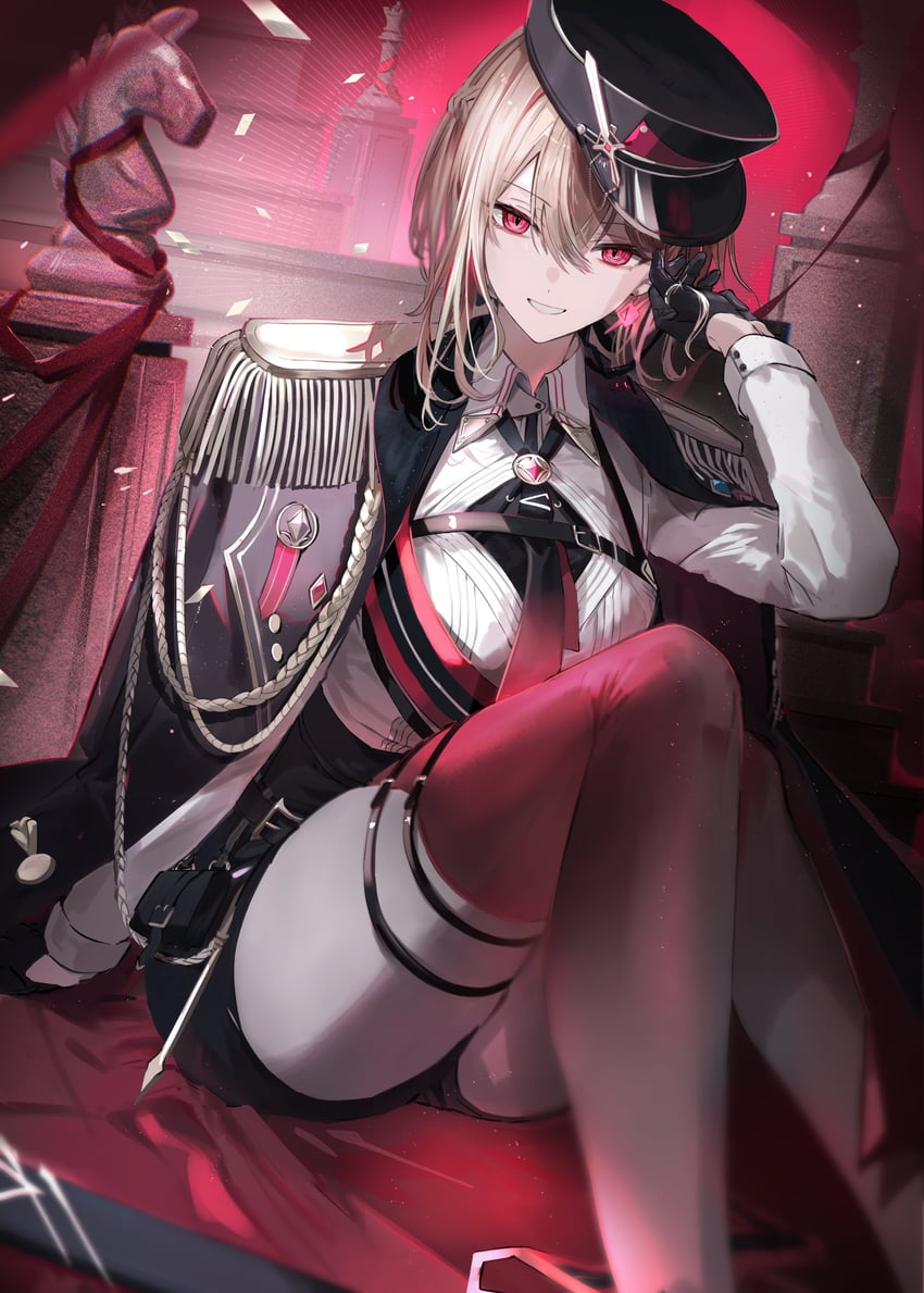 彩虹社、芙莲·E·露丝塔莉欧、furen e lustario (9th costume) 1名女孩 饰绪 不对称服装 主教 (国际象棋) 黑色手套