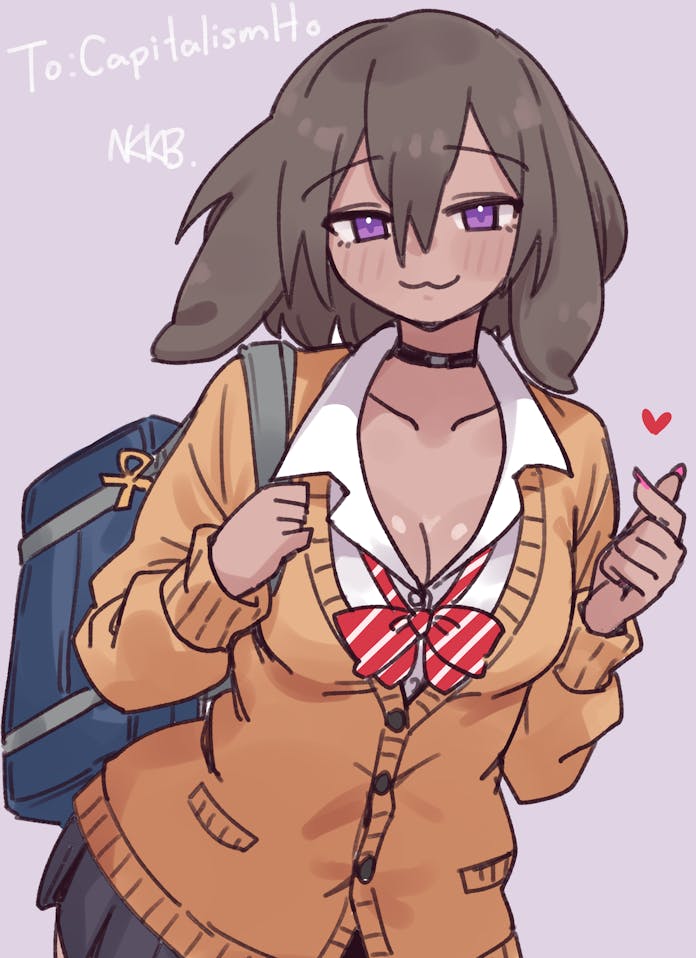 原创 1名女孩 猫脸笑 兽耳 包 黑色项圈